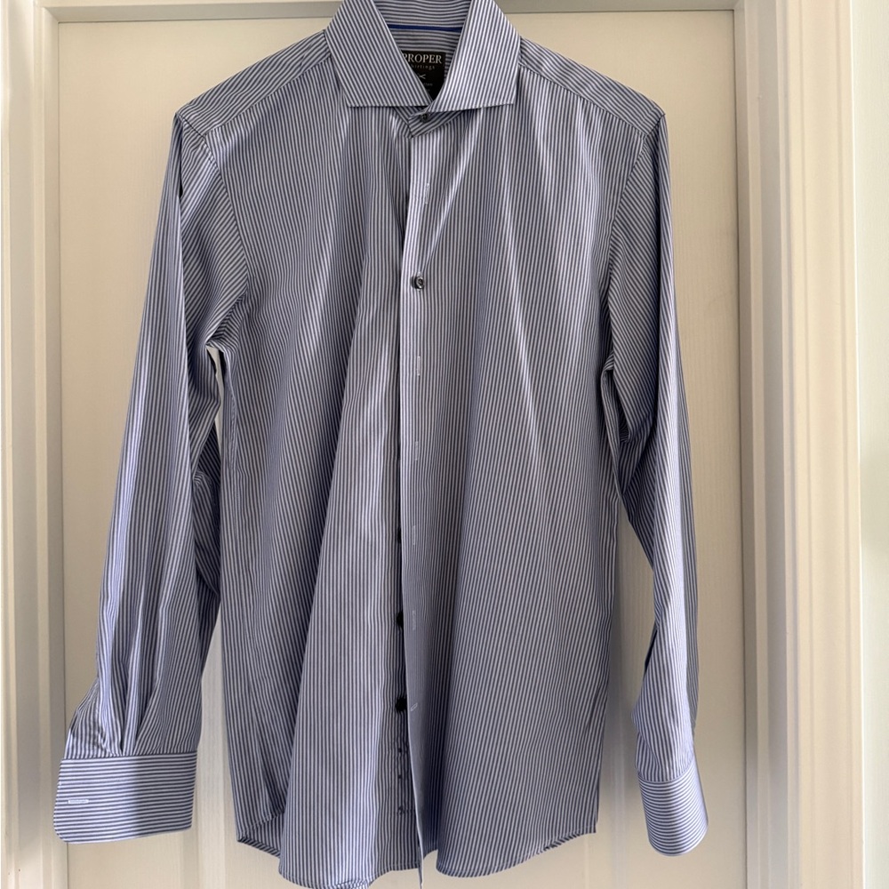 Proper Men's Blue Pinstripe Dress Shirt